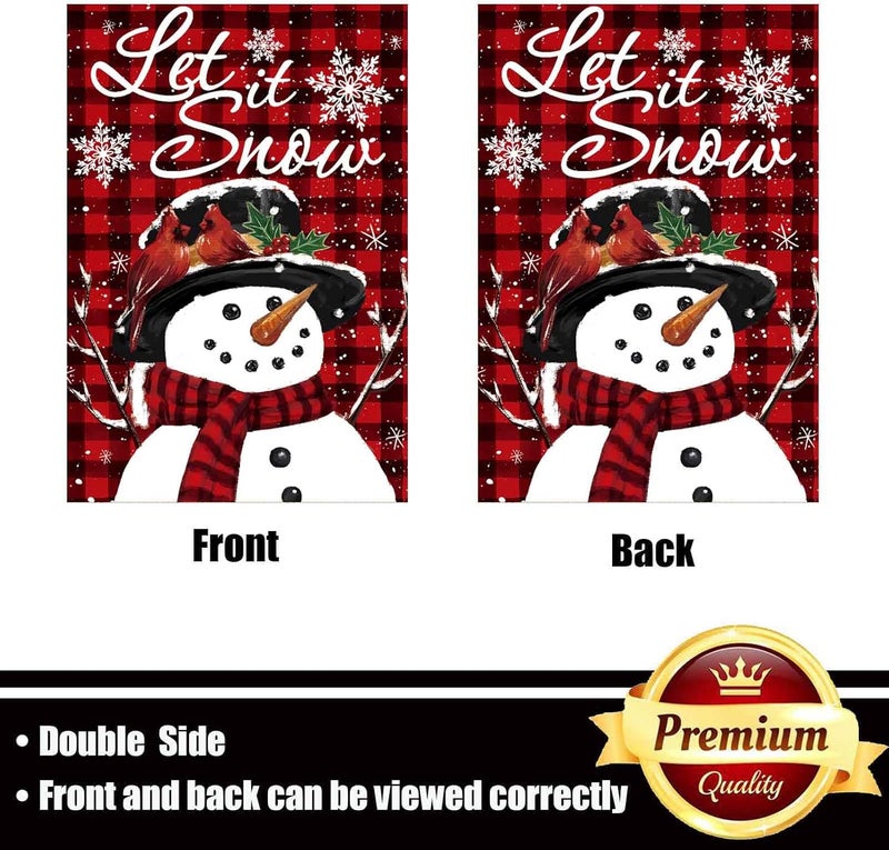 ducuh Let It Snow Snowman Snowflake Christmas Garden Flag 12x18 inch Outdoor-Double Sided Snowman Winter Yard Flags - Image 2
